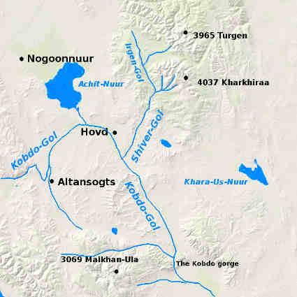 Карта рек Монгольского Алтая